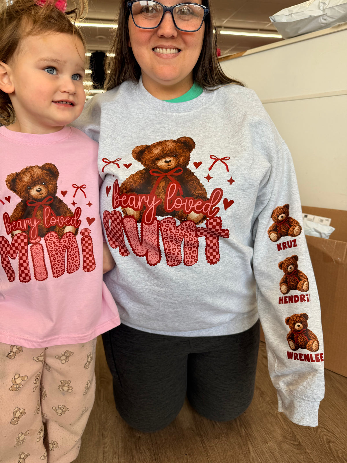 beary loved mini, aunt, mama or ANY name tee or sweatshirt (kid or adult)