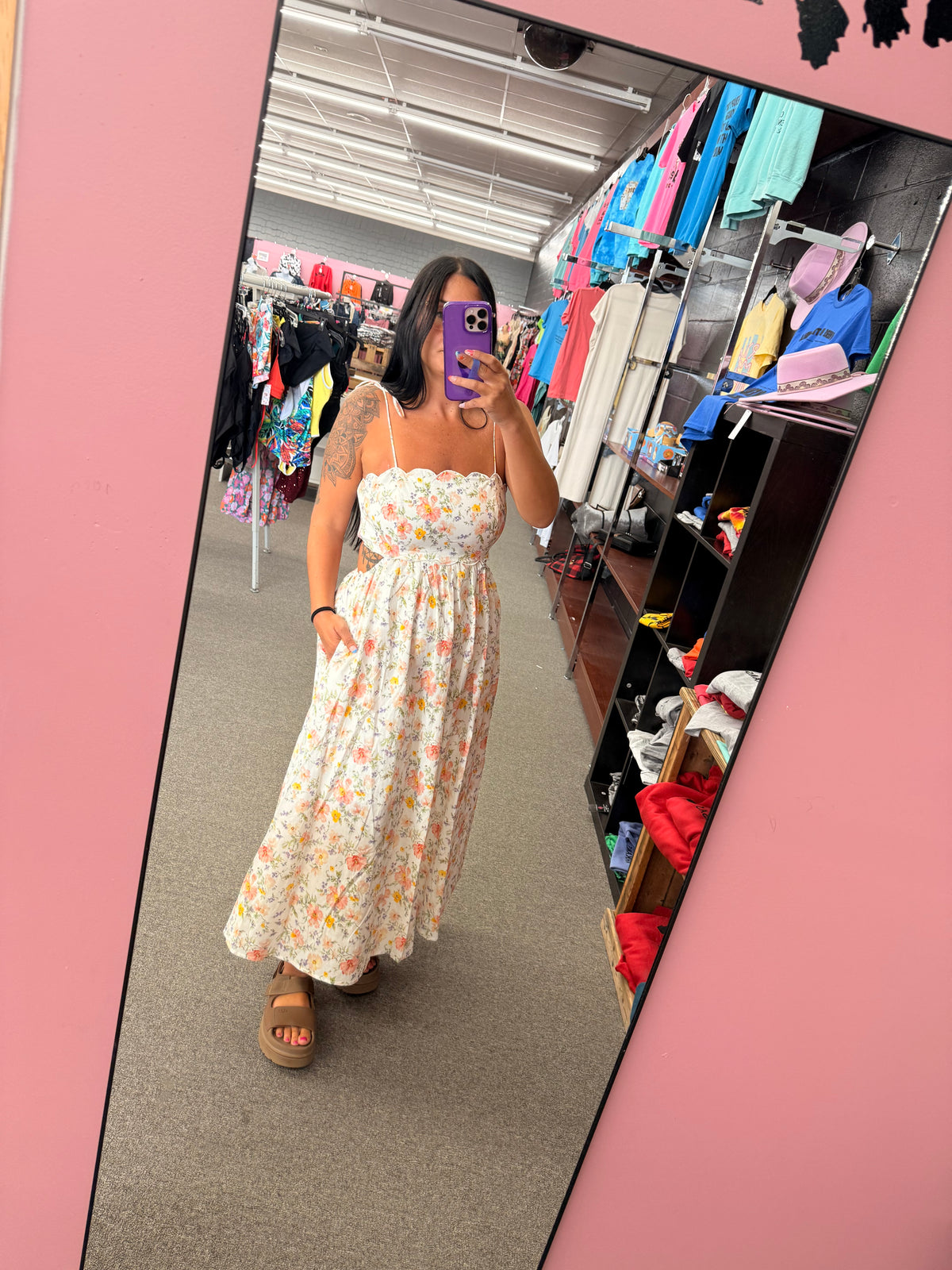 South Beach Floral Side Cut out Maxi Dress