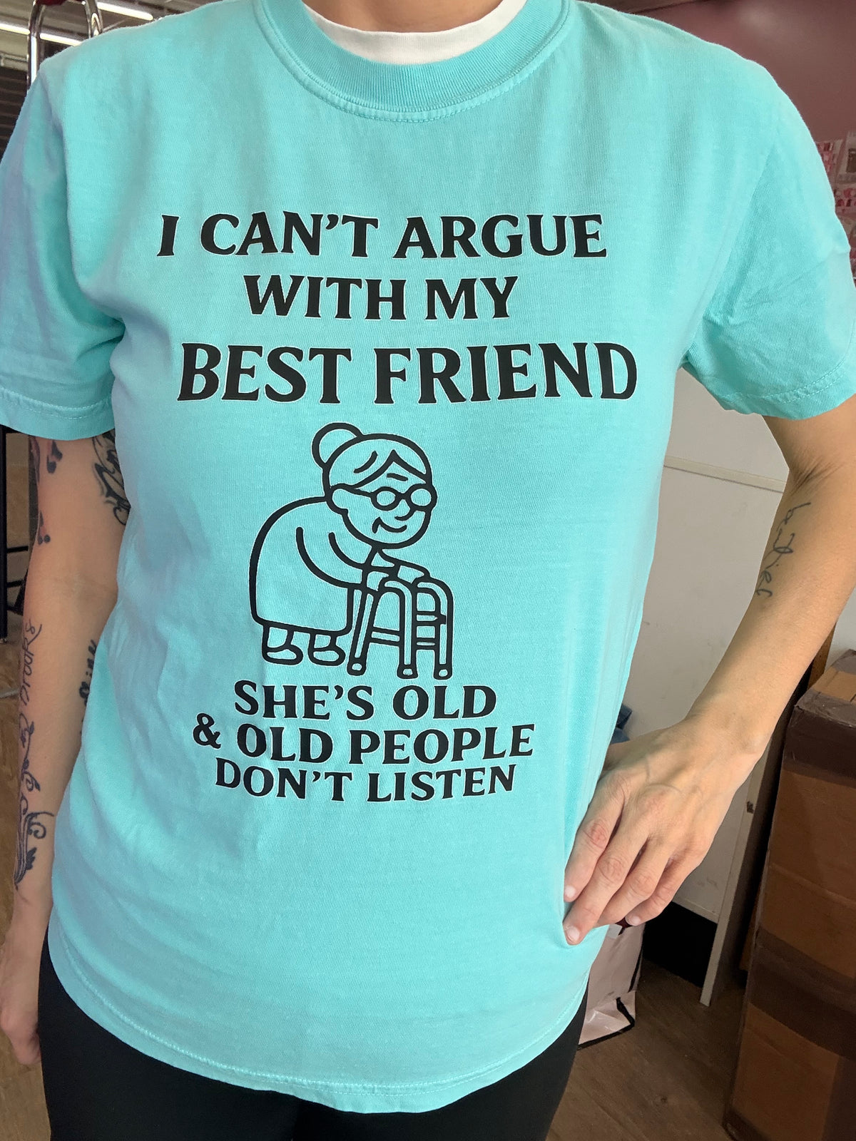 can't argue with best friend  old lady walker tee or sweatshirt
