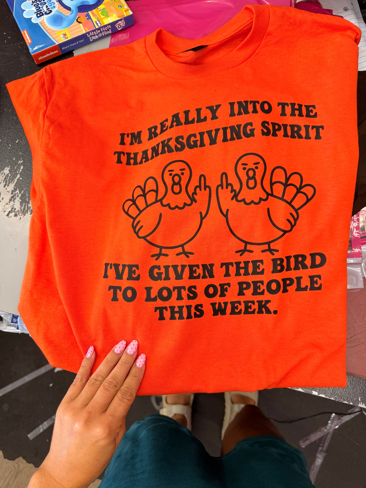 really in the thanksgiving spirit real turkey giving people the bird tee or sweatshirt