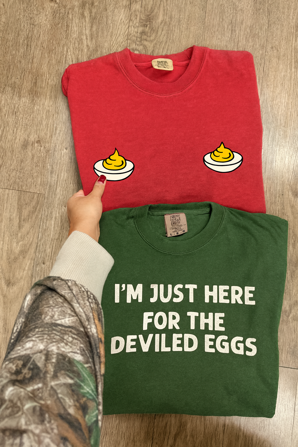 I'm here for the deviled eggs OR Deviled Egg Matching  tee or sweatshirt