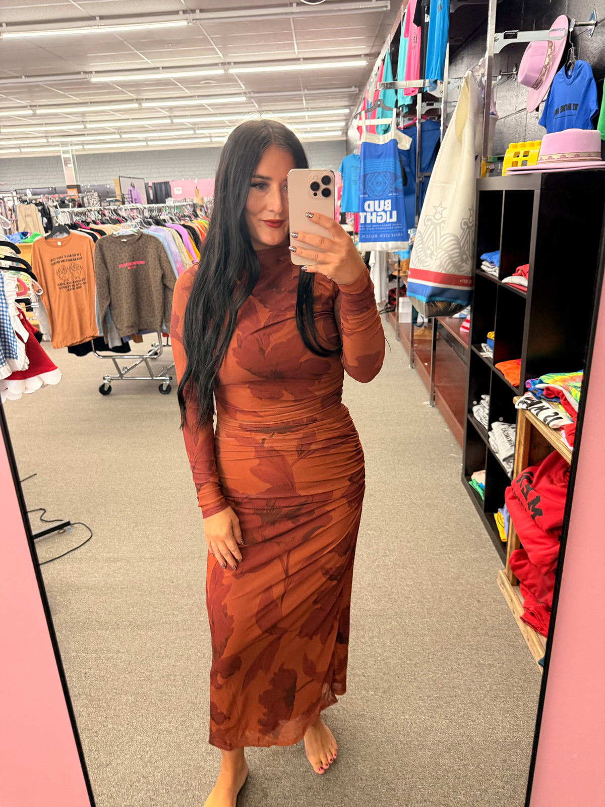 Gilmore floral rust fall dress