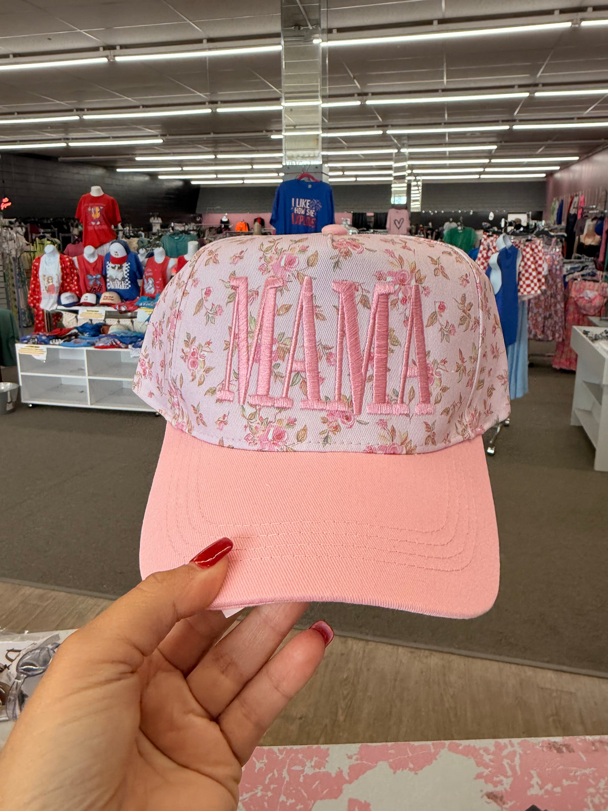 Mama floral ( pink or blue) hat