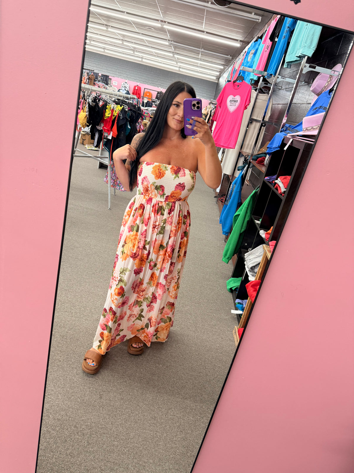 Santa Rosa Floral Pinks Beach Dress (With shorts)