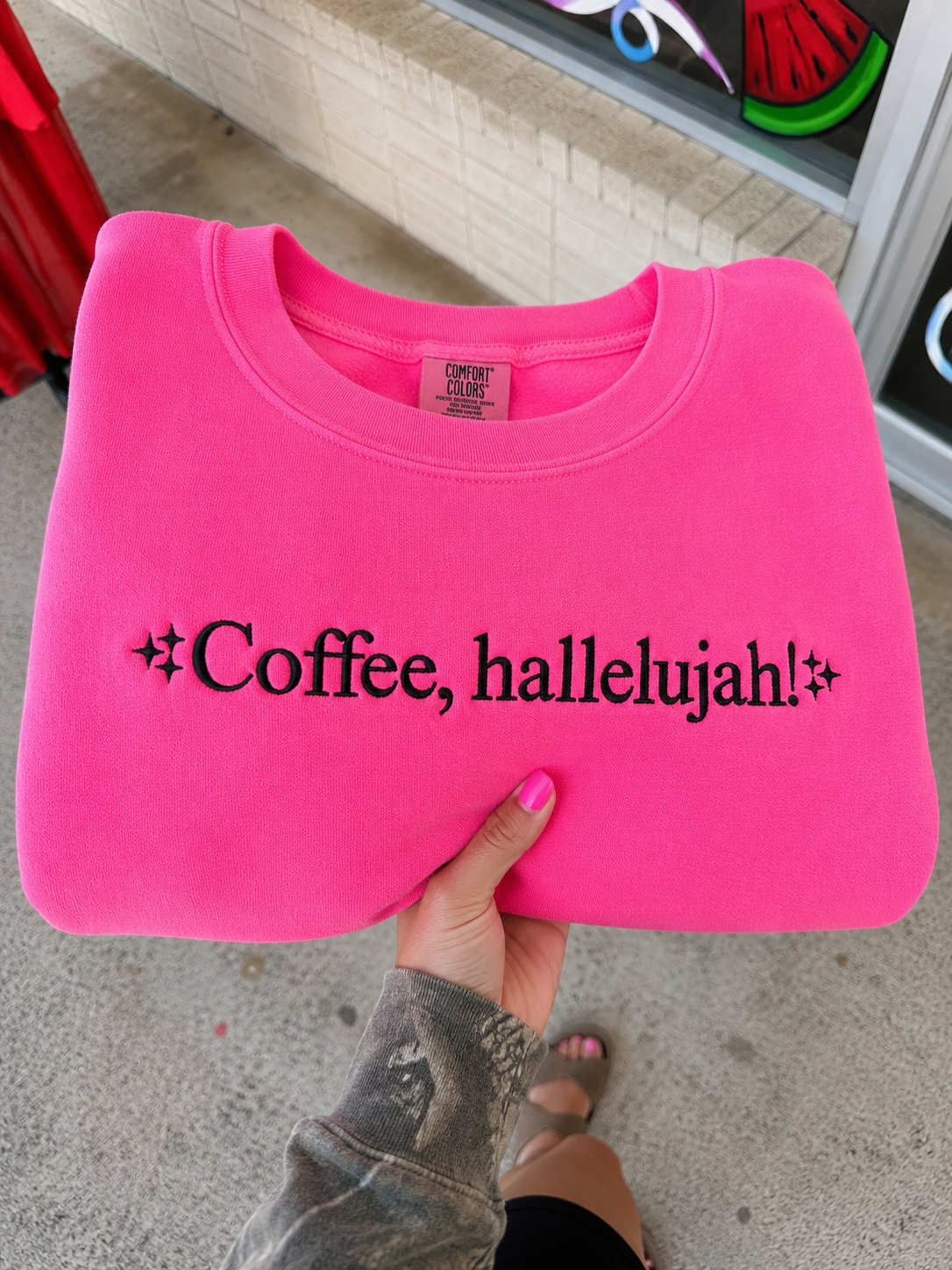Coffee, hallelujah or sweatshirt embroidered