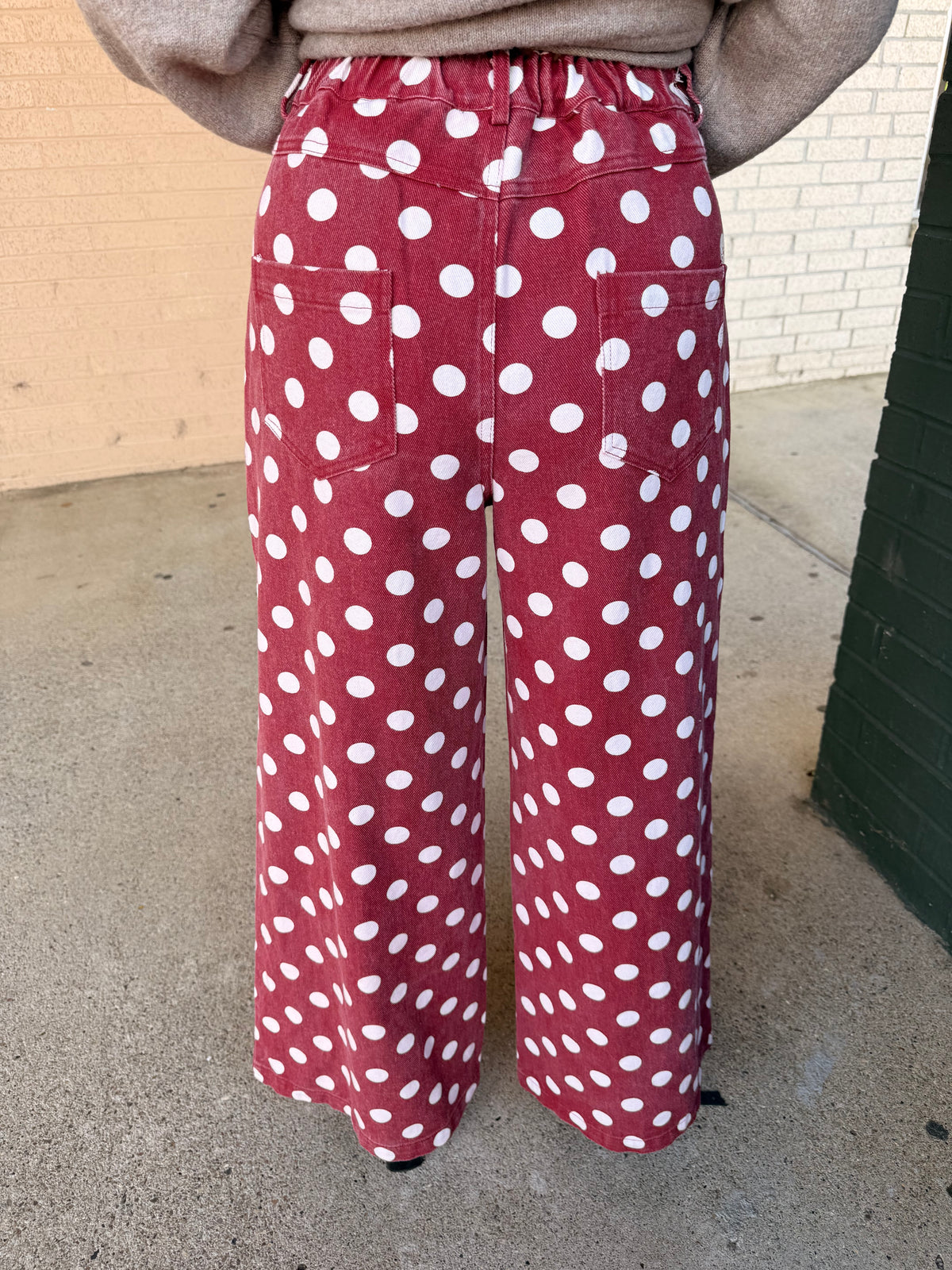 Maroon dot denim pants