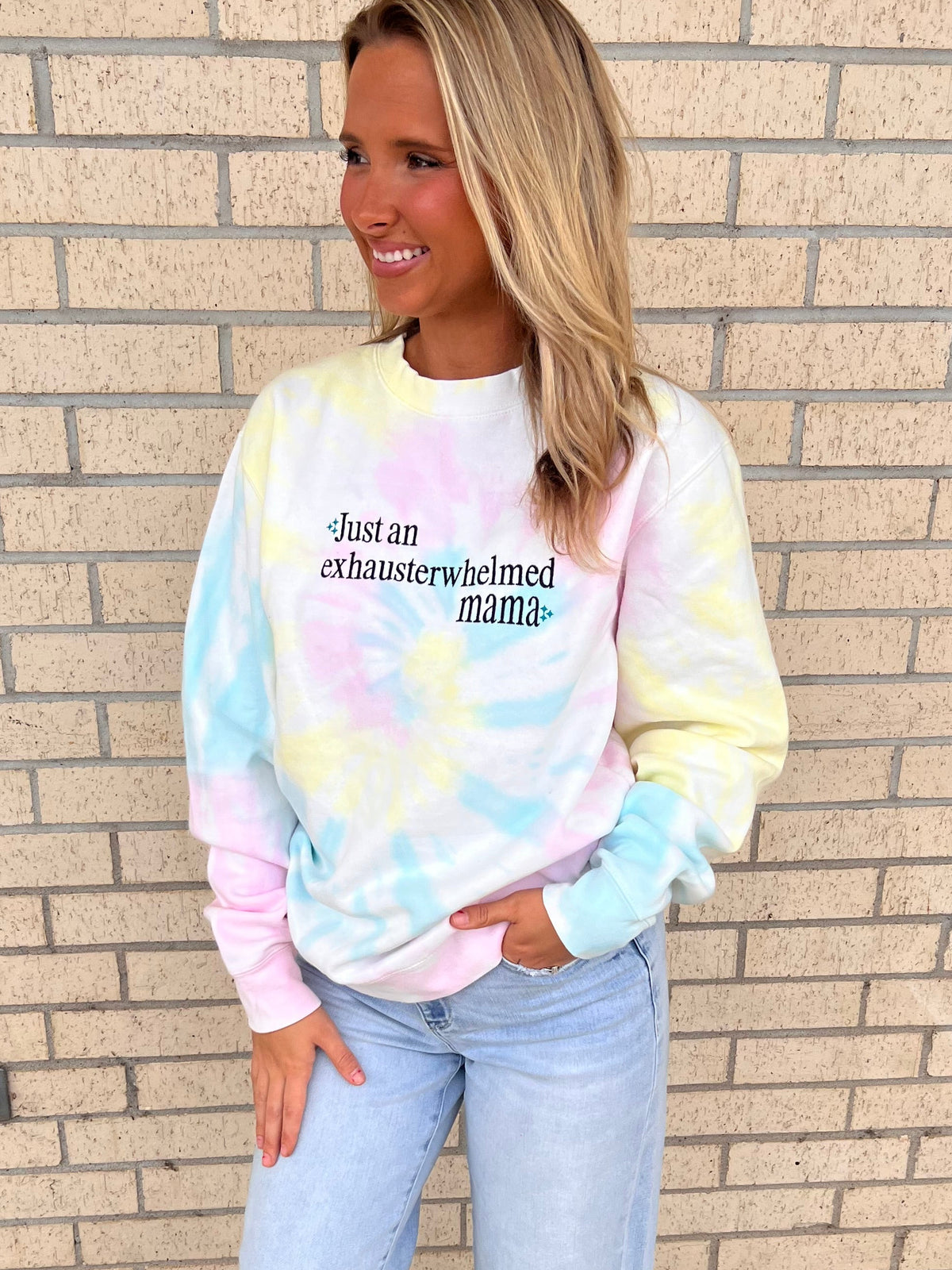 Exhausterwhelmed mama or sweatshirt embroidered