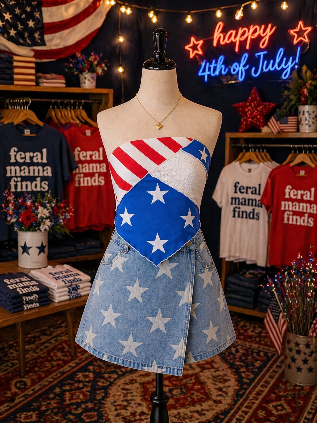 4th Of July Patchwork Scarf Tube Top ( pre-order)