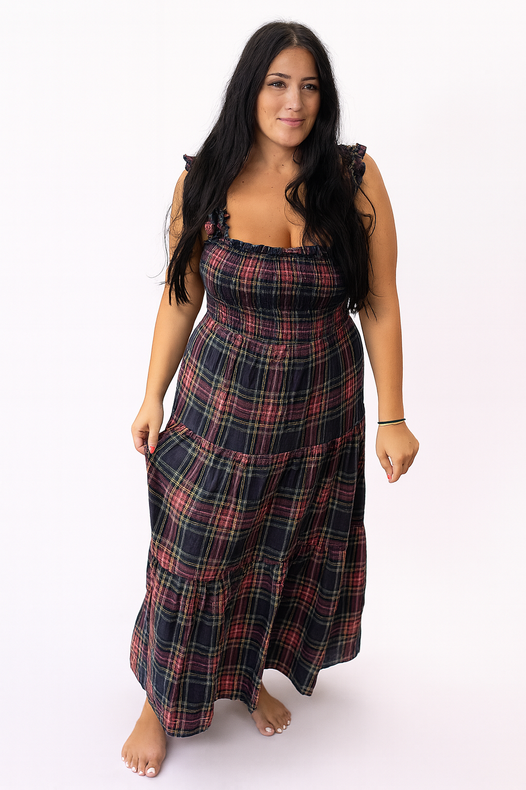 Fall blue plaid dress