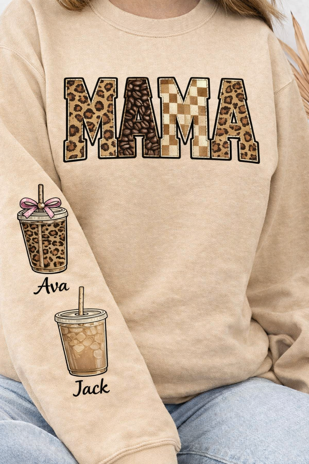 This mama ( OR ANY NAME ) wears her heart coffee theme tee or sweatshirt