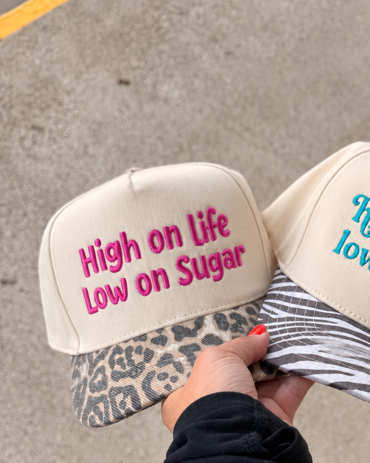 high on life low on sugar embroidered hat