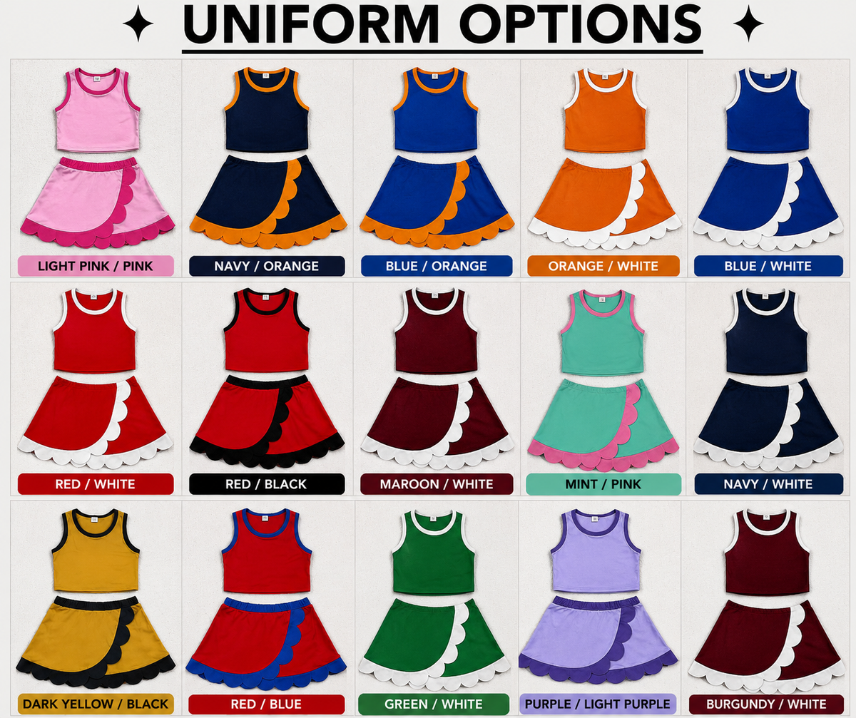 Scallop Cheer Set (infant, toddler, kids ) lots of colors