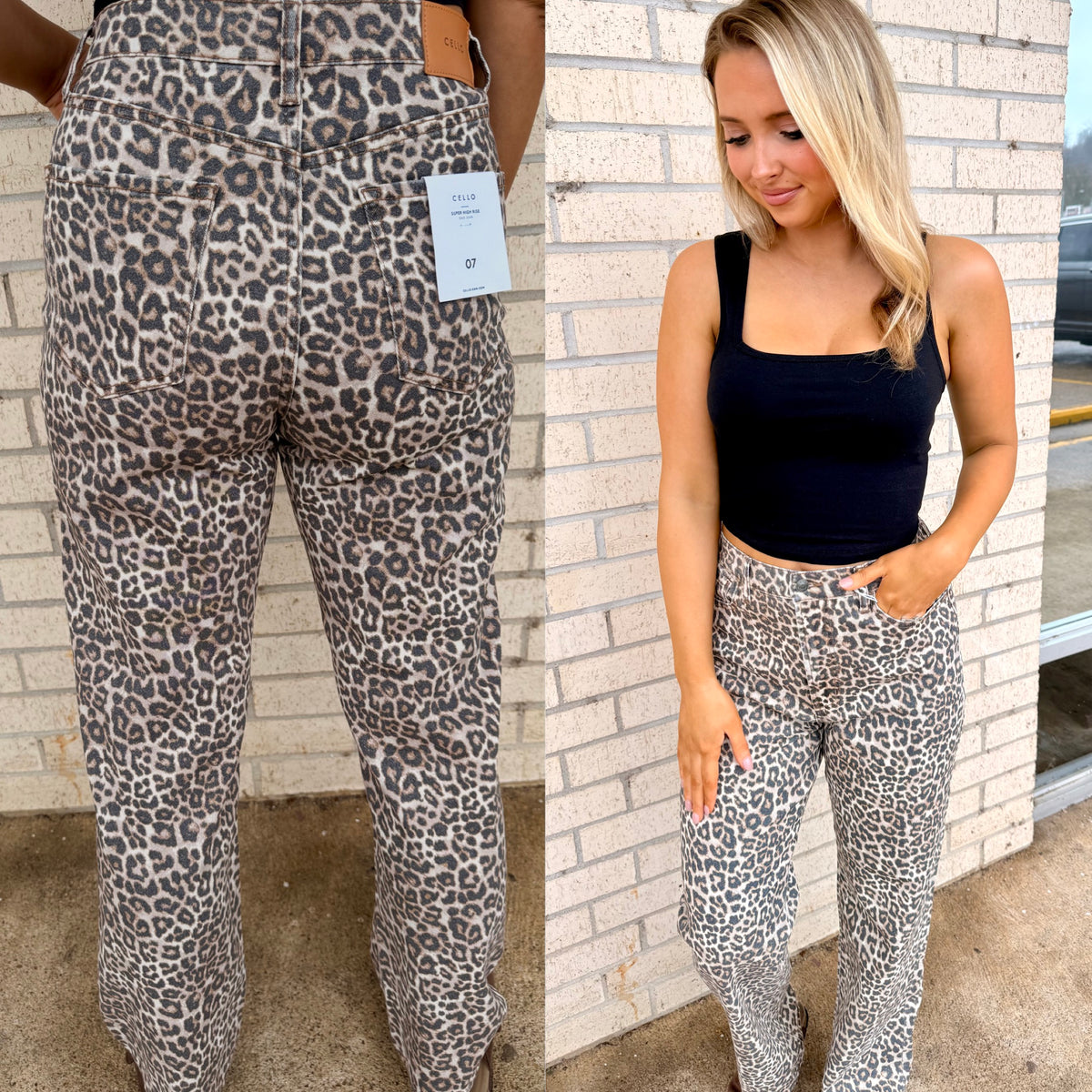 Cello leopard denim jean
