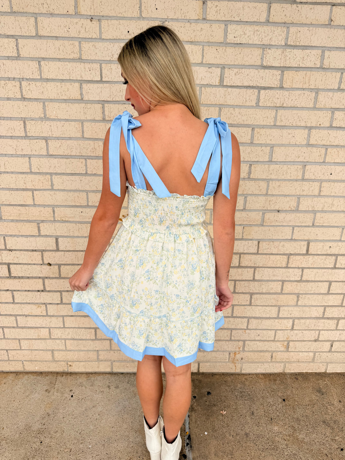 Seaside Blue and yellow Midi Dress