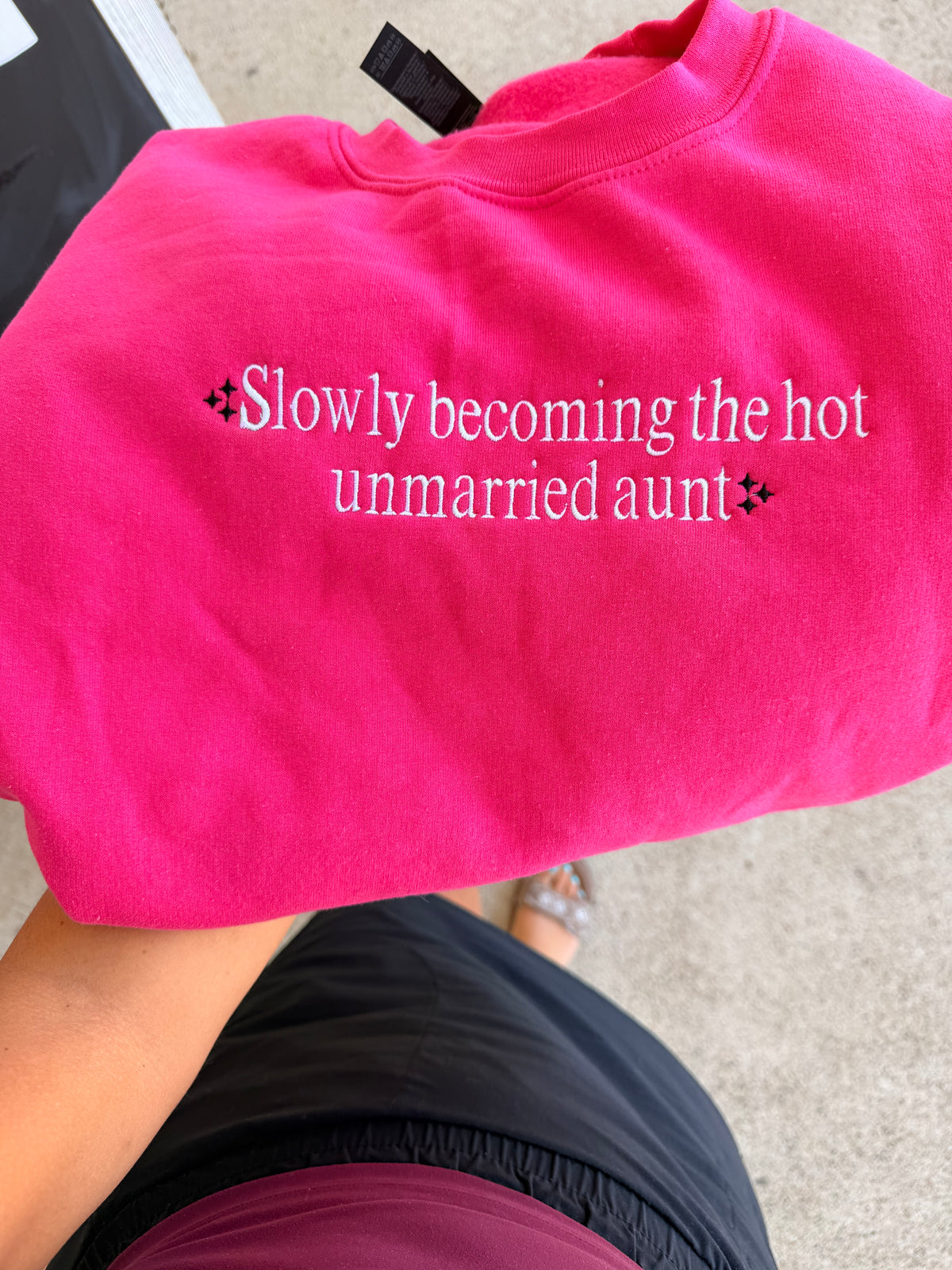 Slowly becoming the Hot unmarried aunt  tee or sweatshirt embroidered