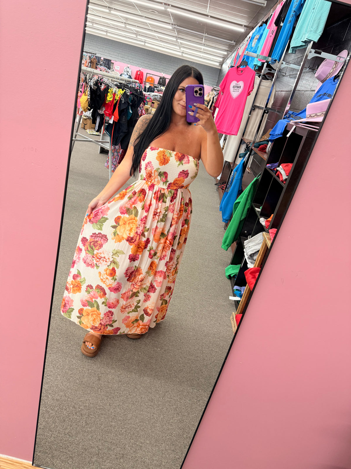 Santa Rosa Floral Pinks Beach Dress (With shorts)