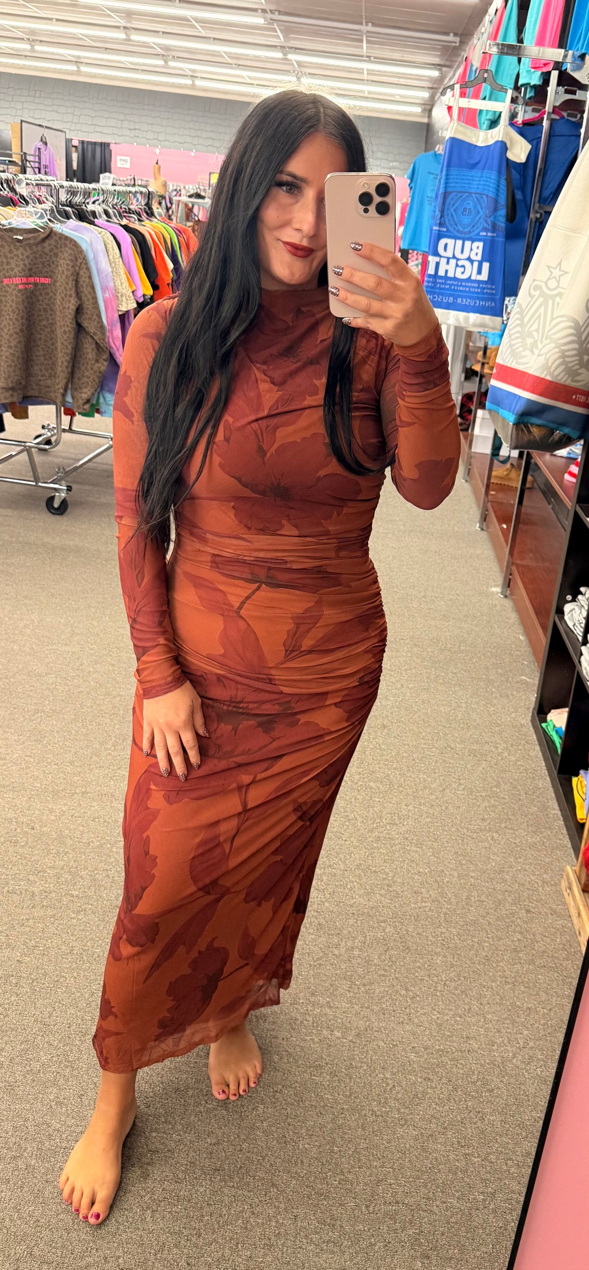 Gilmore floral rust fall dress