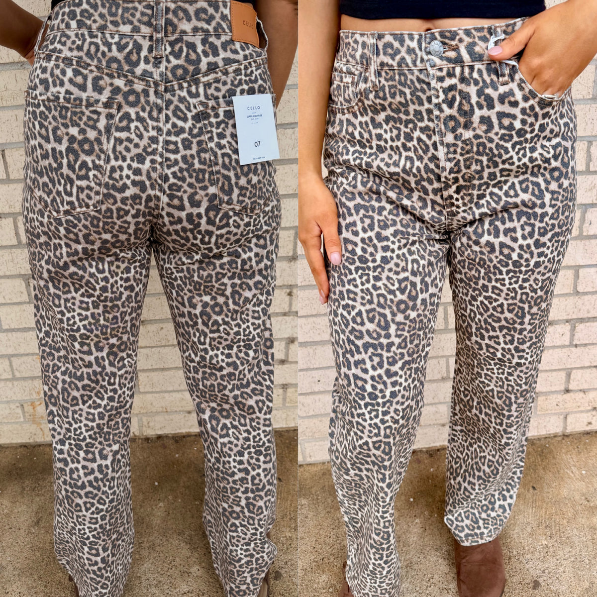 Cello leopard denim jean