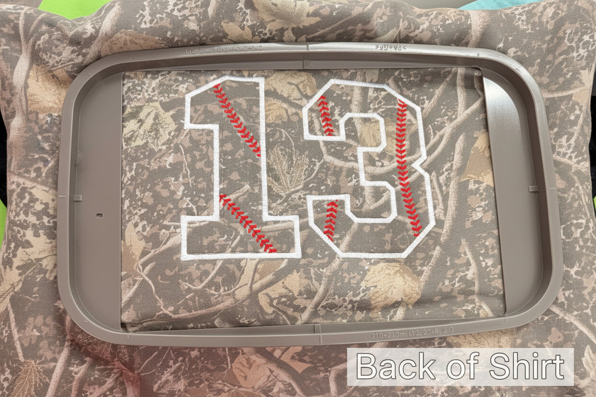 Baseball/softball custom name/number sweatshirt or tee embroidery
