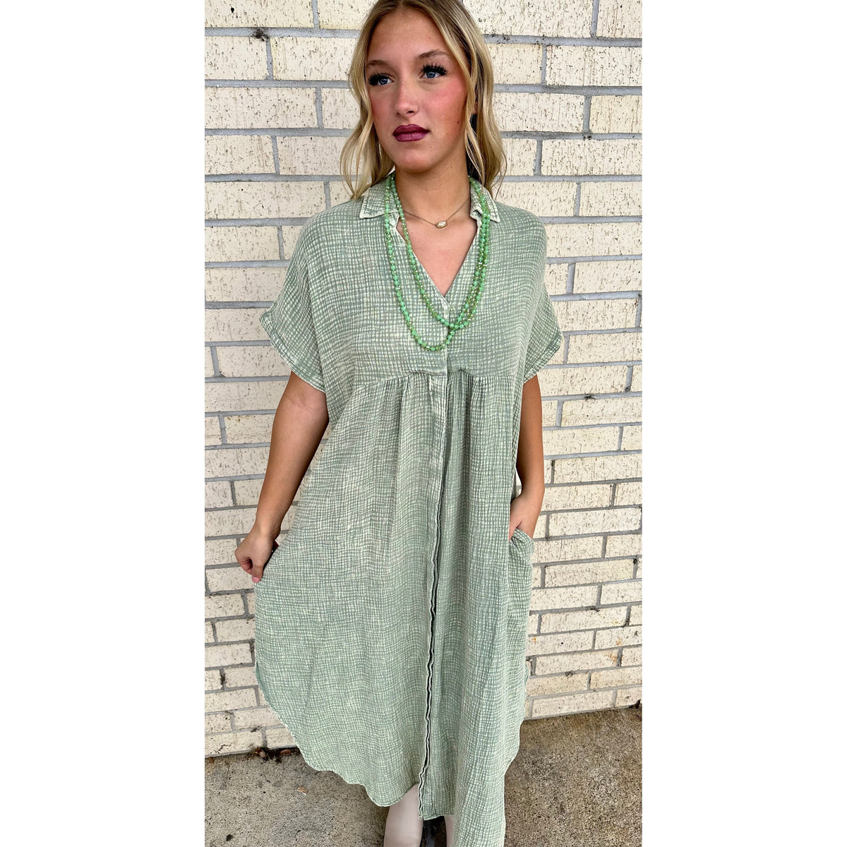 Mineral Wash Sage Flowy Maxi Dress