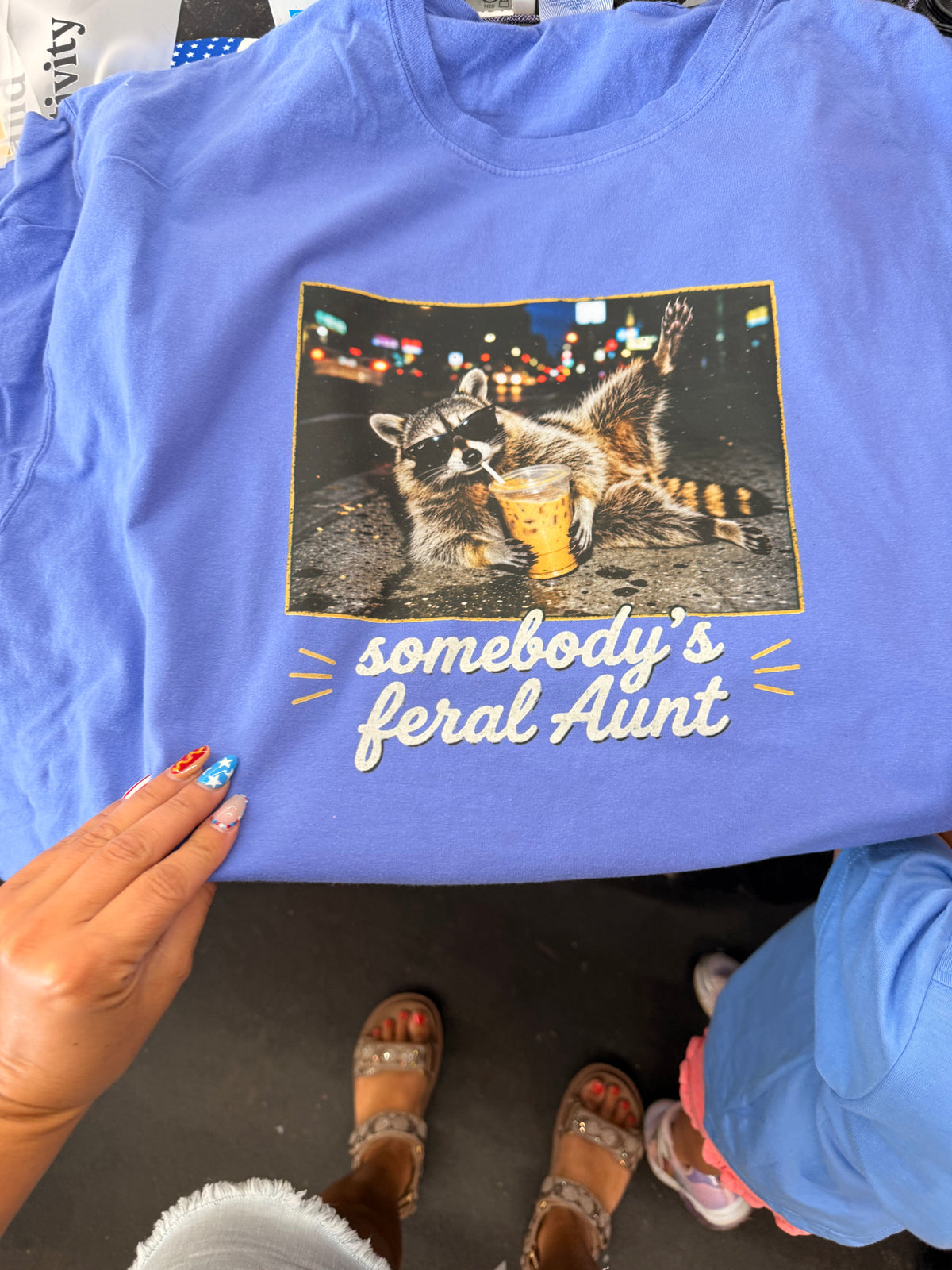 Feral aunt raccoon tee tank tee or sweatshirt