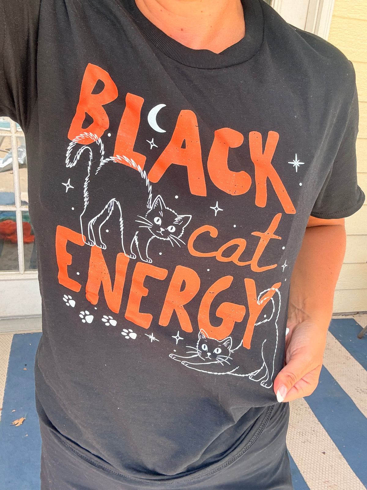 Black cat energy tee or sweatshirt