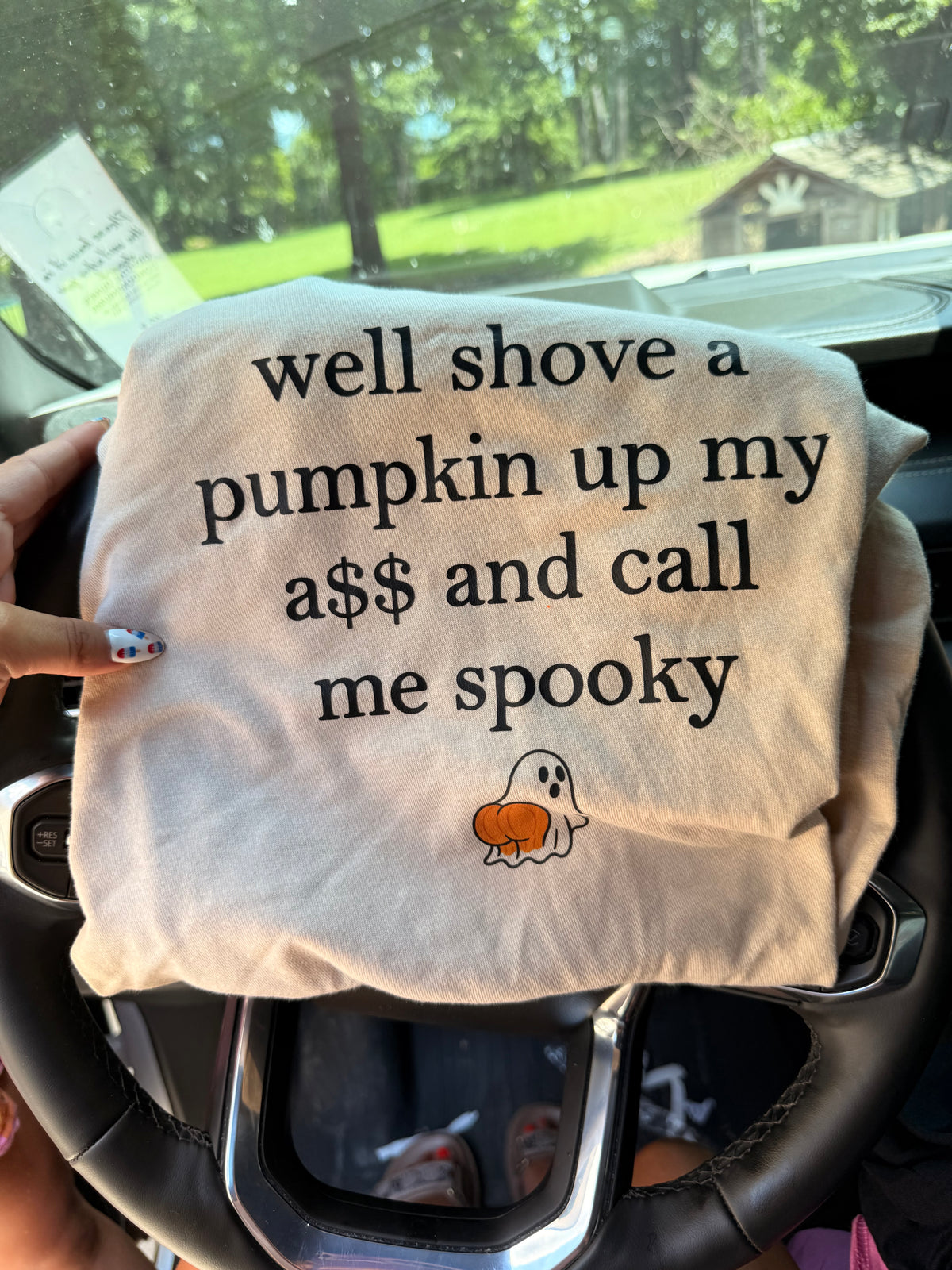 well shove a pumpkin Halloween tee or sweatshirt