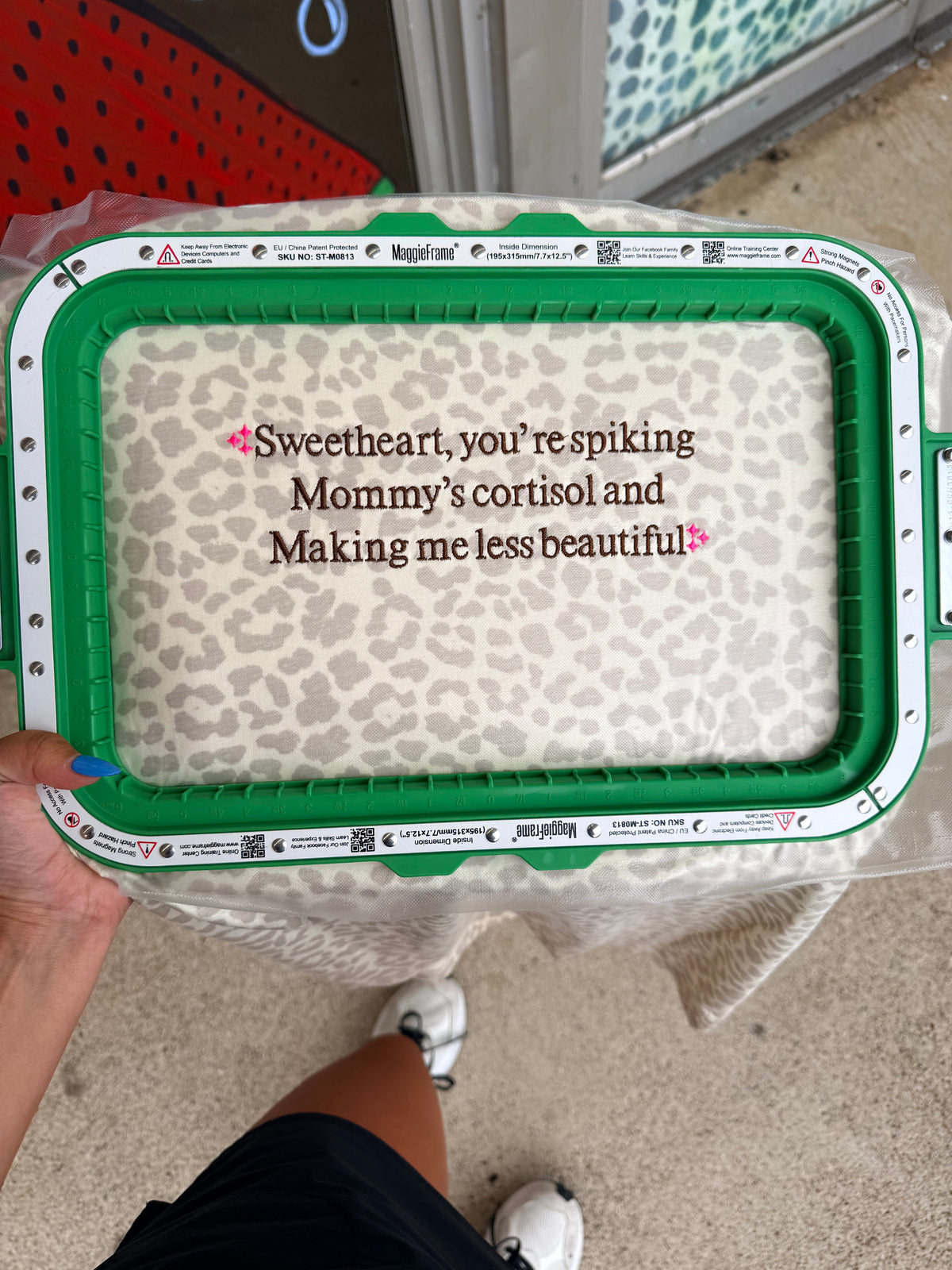 Spiking mommy’s cortisol tee or sweatshirt embroidered