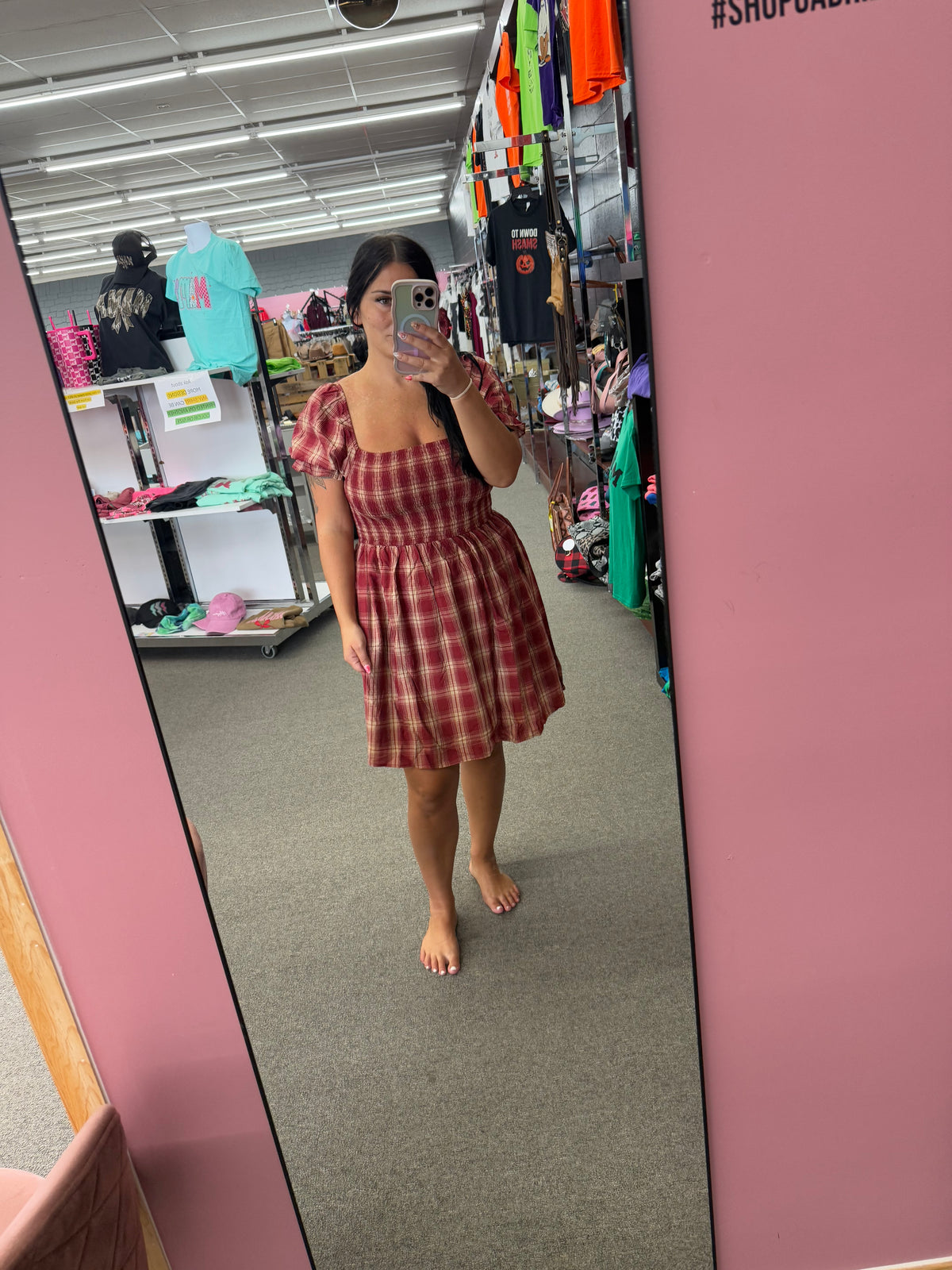 Rachel Red and Tan Plaid Dress