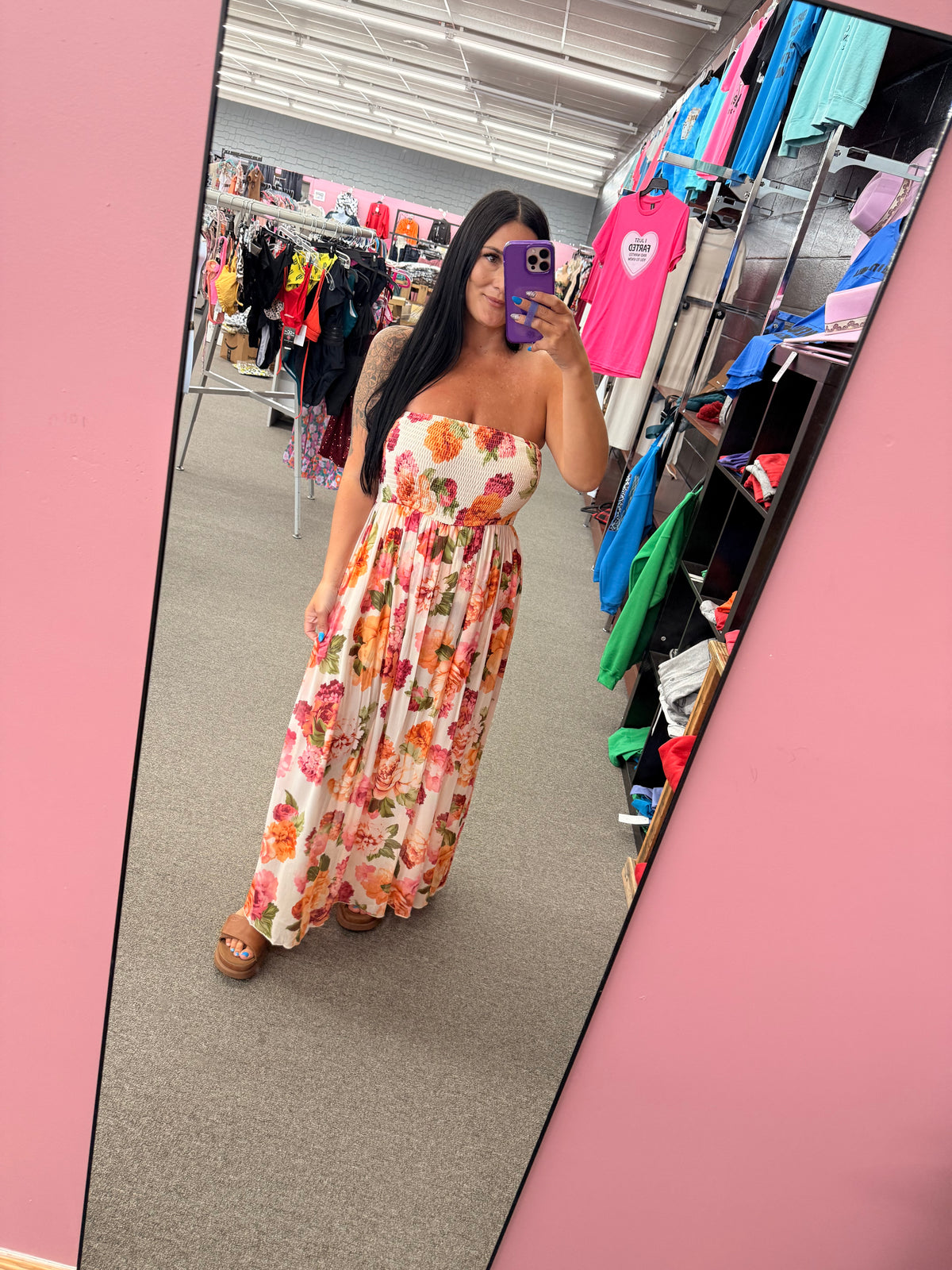 Santa Rosa Floral Pinks Beach Dress (With shorts)
