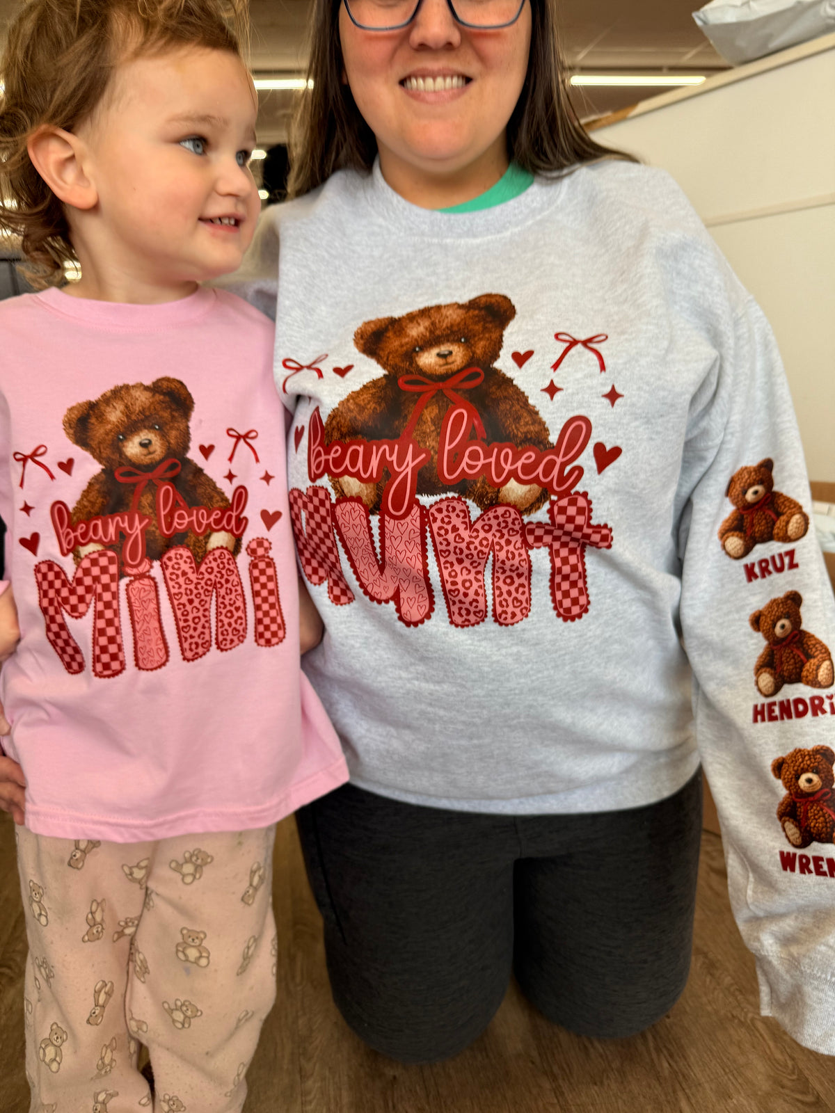 beary loved mini, aunt, mama or ANY name tee or sweatshirt (kid or adult)