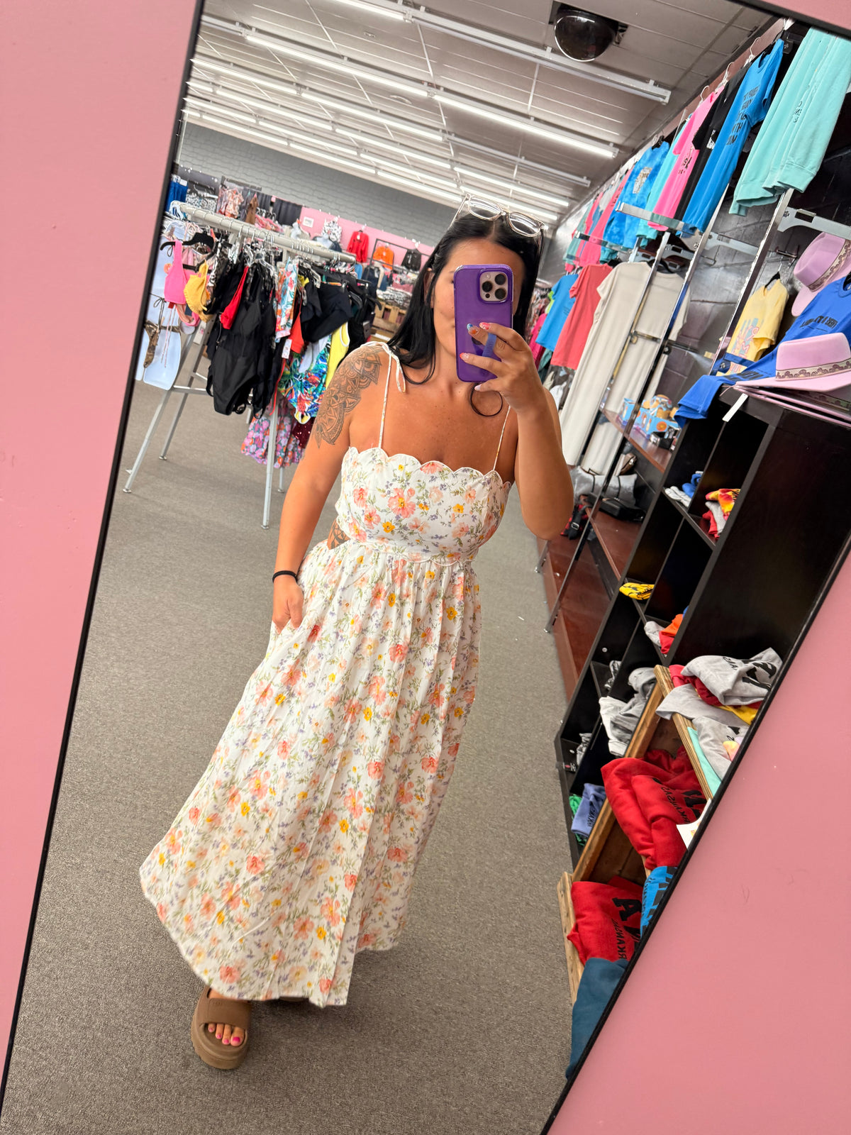 South Beach Floral Side Cut out Maxi Dress