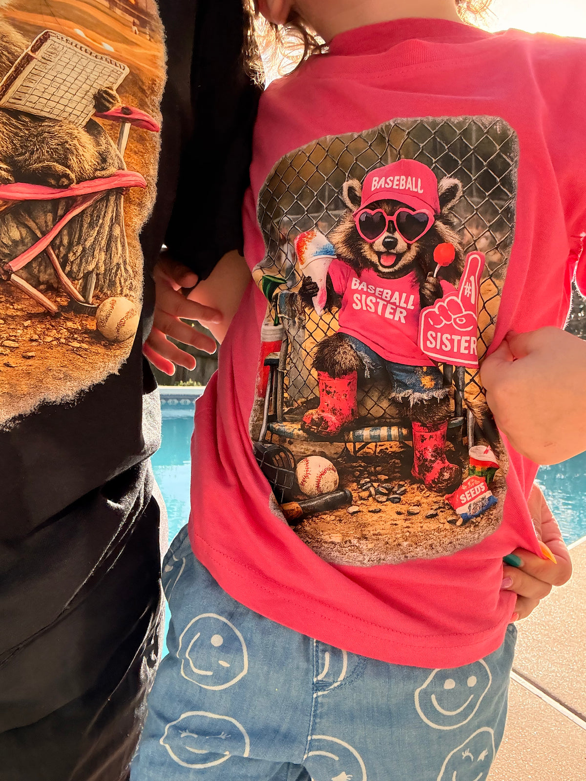 baseball sister raccoon kids/toddler tee