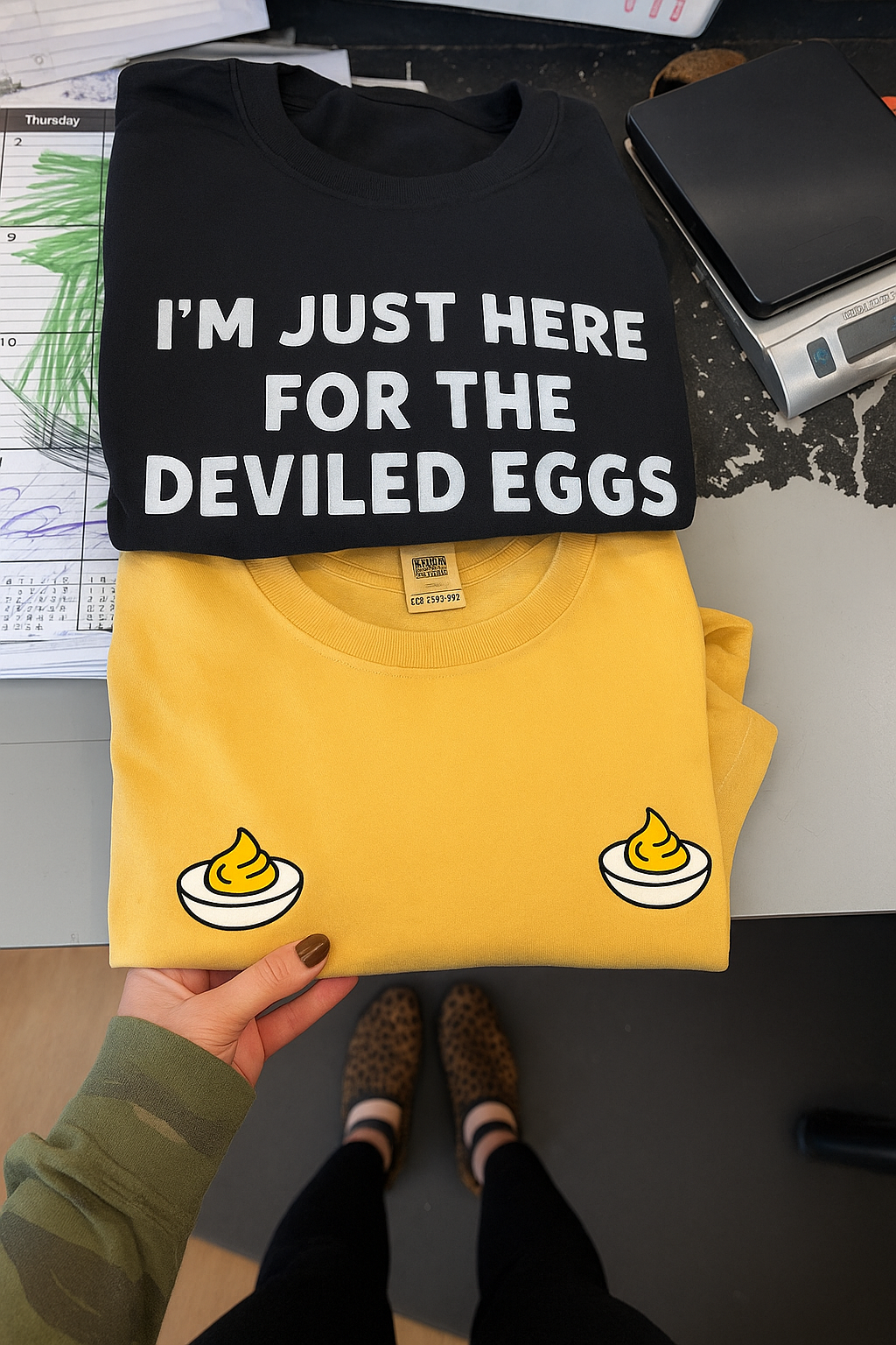 I'm here for the deviled eggs OR Deviled Egg Matching  tee or sweatshirt