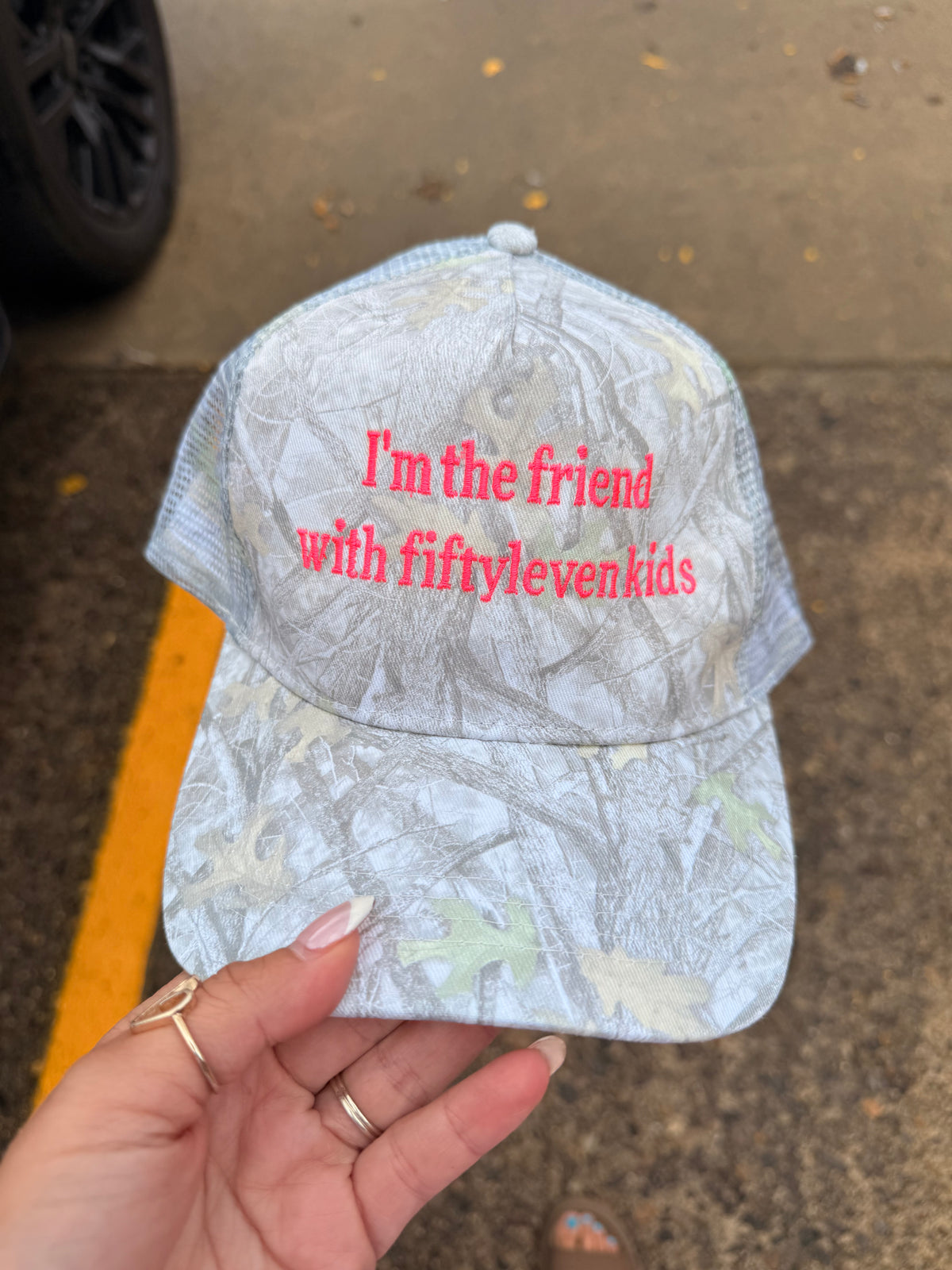 Friend with fiftyleven kids mom embroidered hat