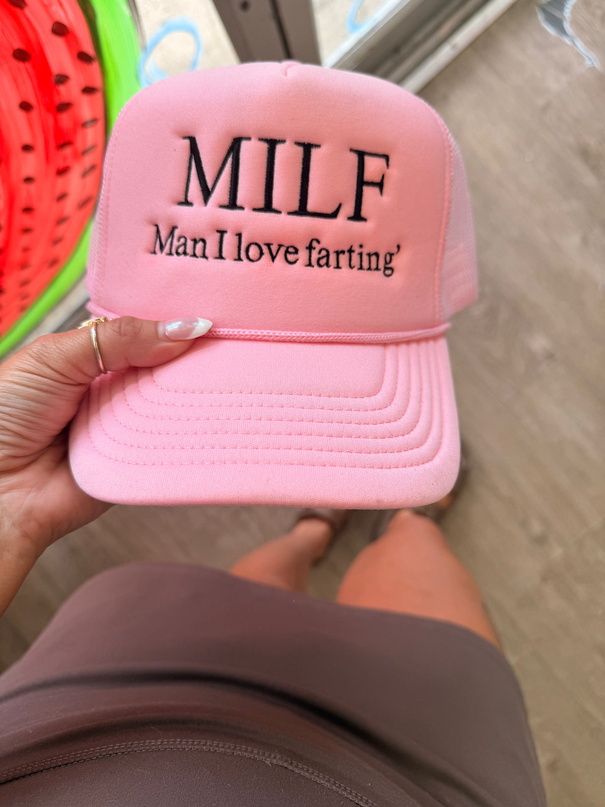 milf man I love farting embroidered hat