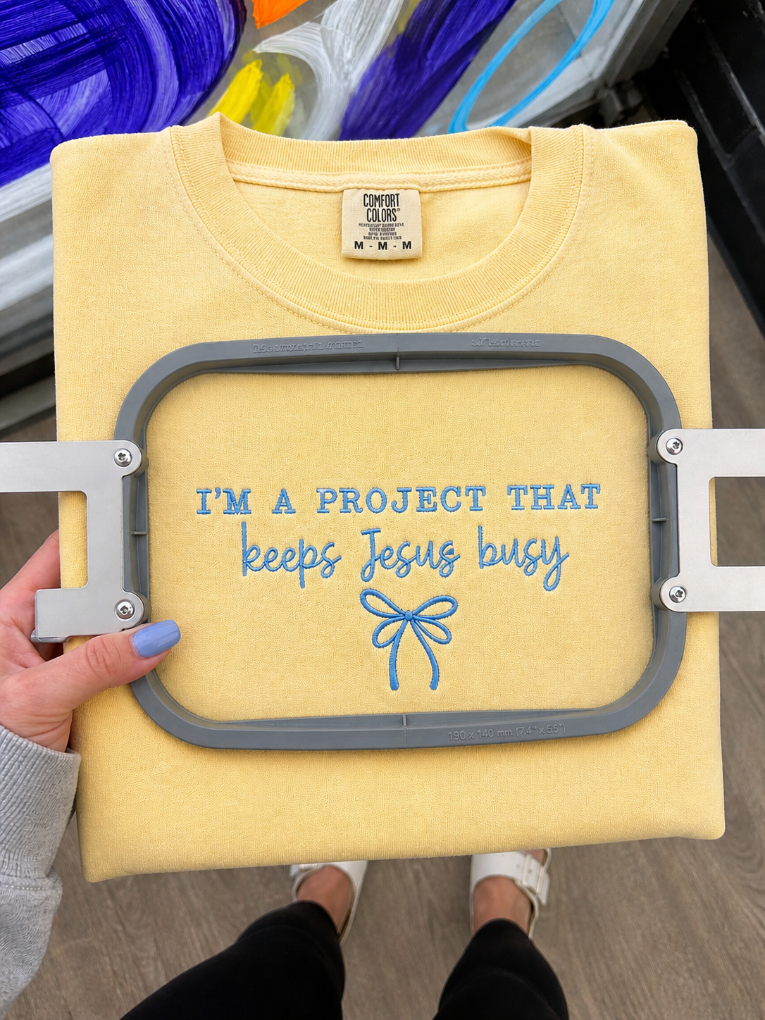 I'm a project that keeps Jesus busy tee or sweatshirt embroidered