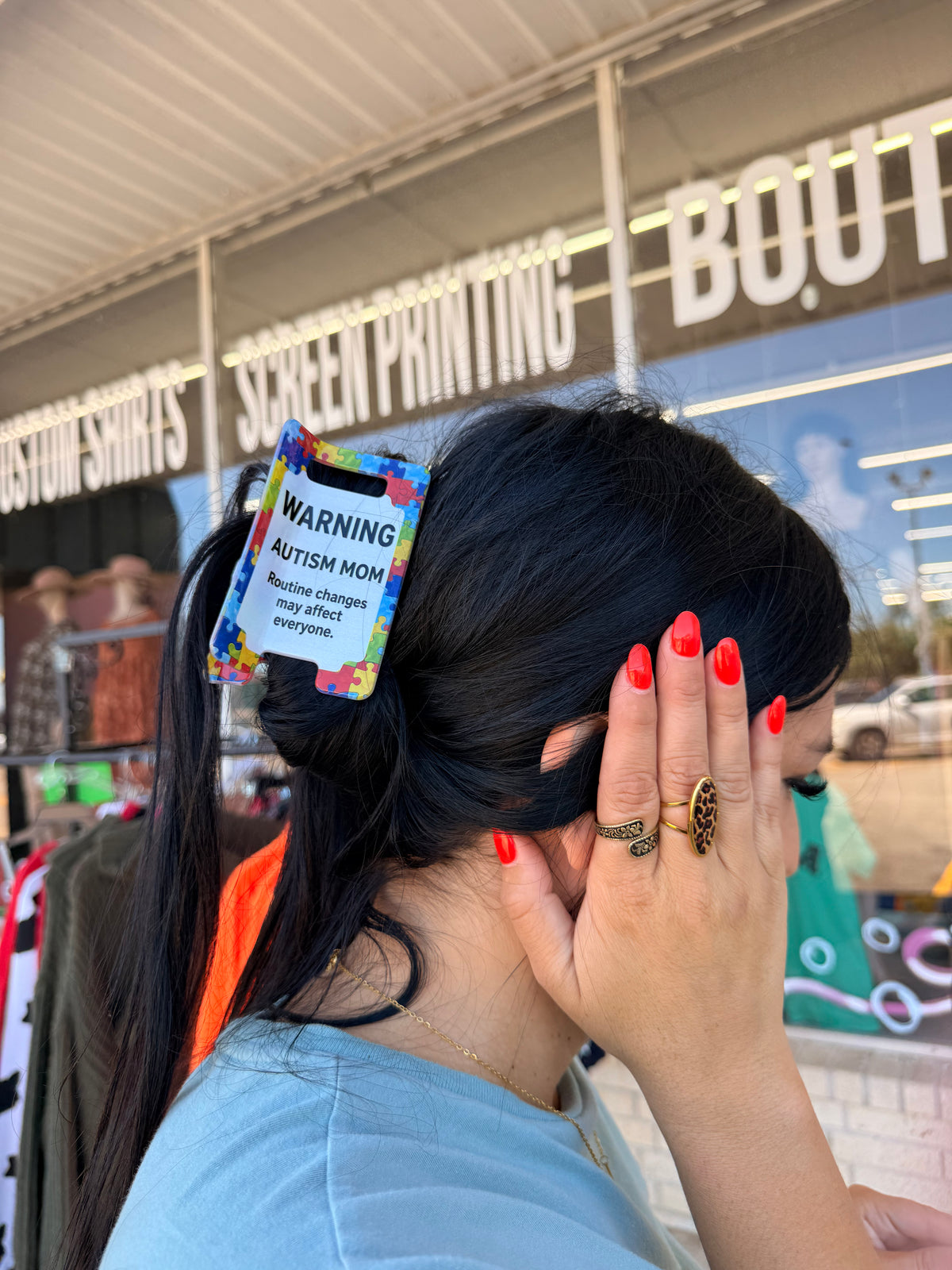 Autism mama hair claw clip