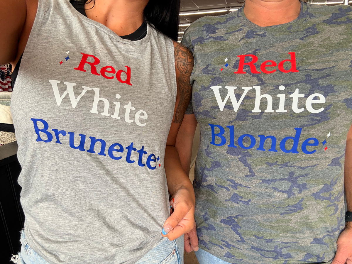 Red White and Blonde tank, tee or sweatshirt