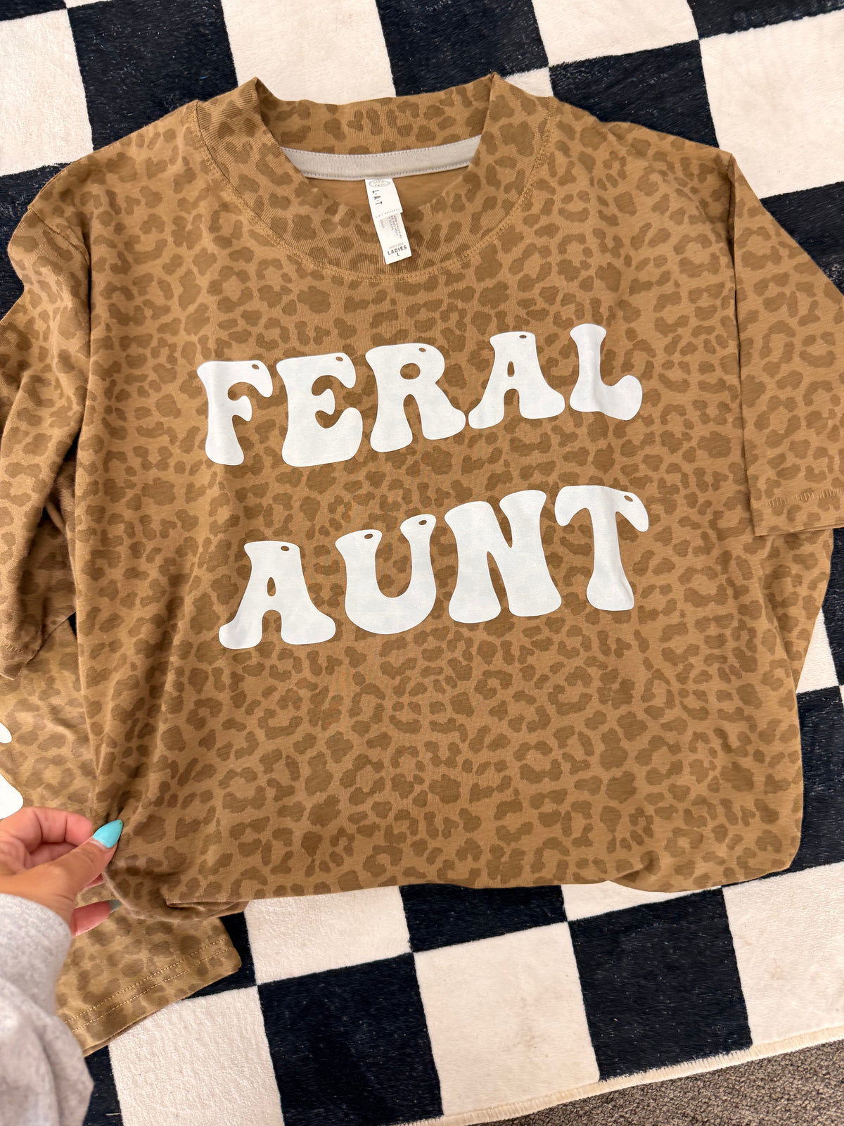 Somebody’s Feral Aunt or Feral Mama  tee leopard