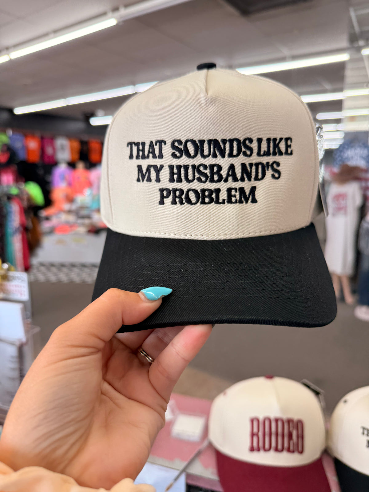 That sounds like my husbands problem embroidered hat