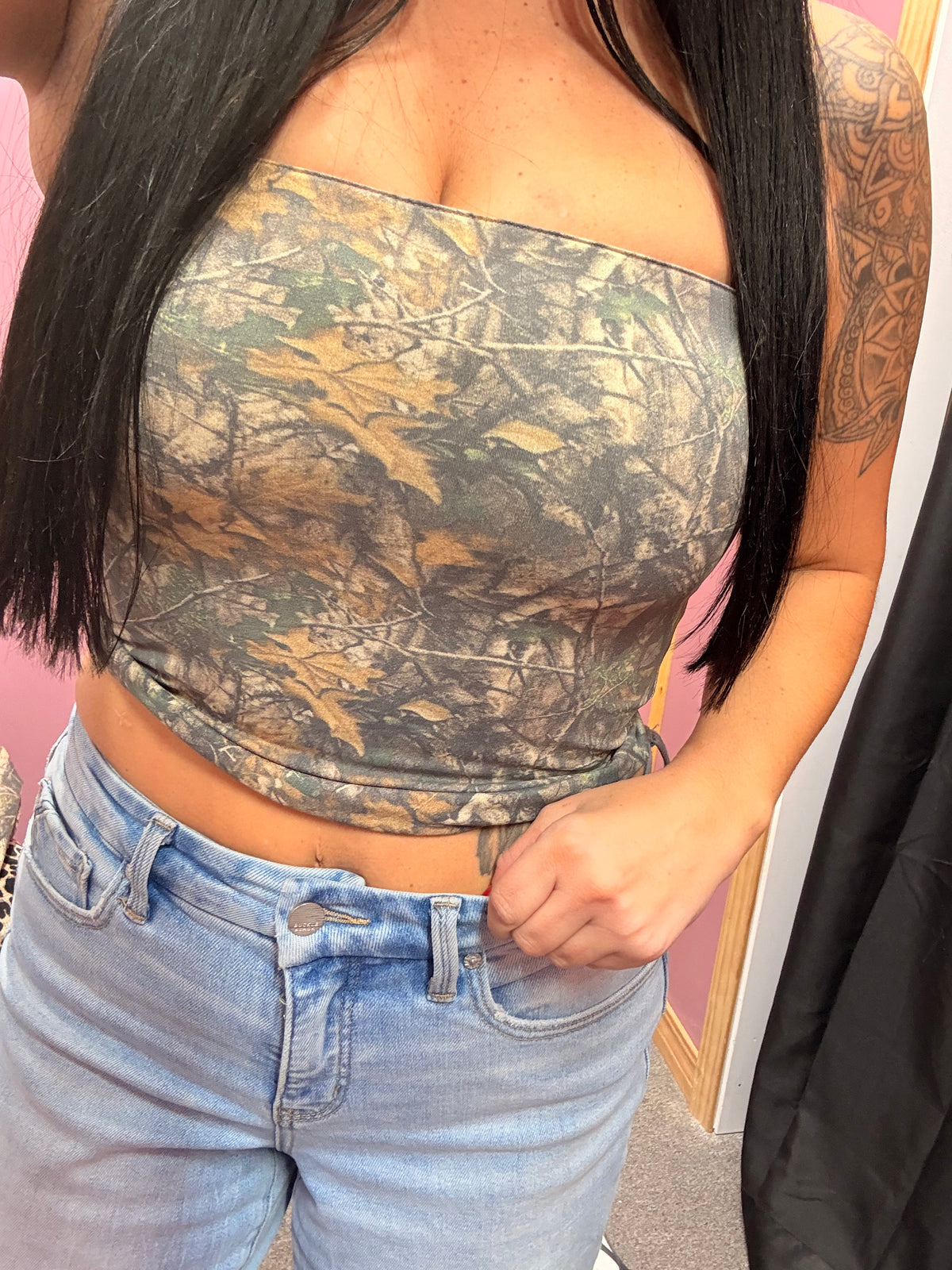 Camo strapless top