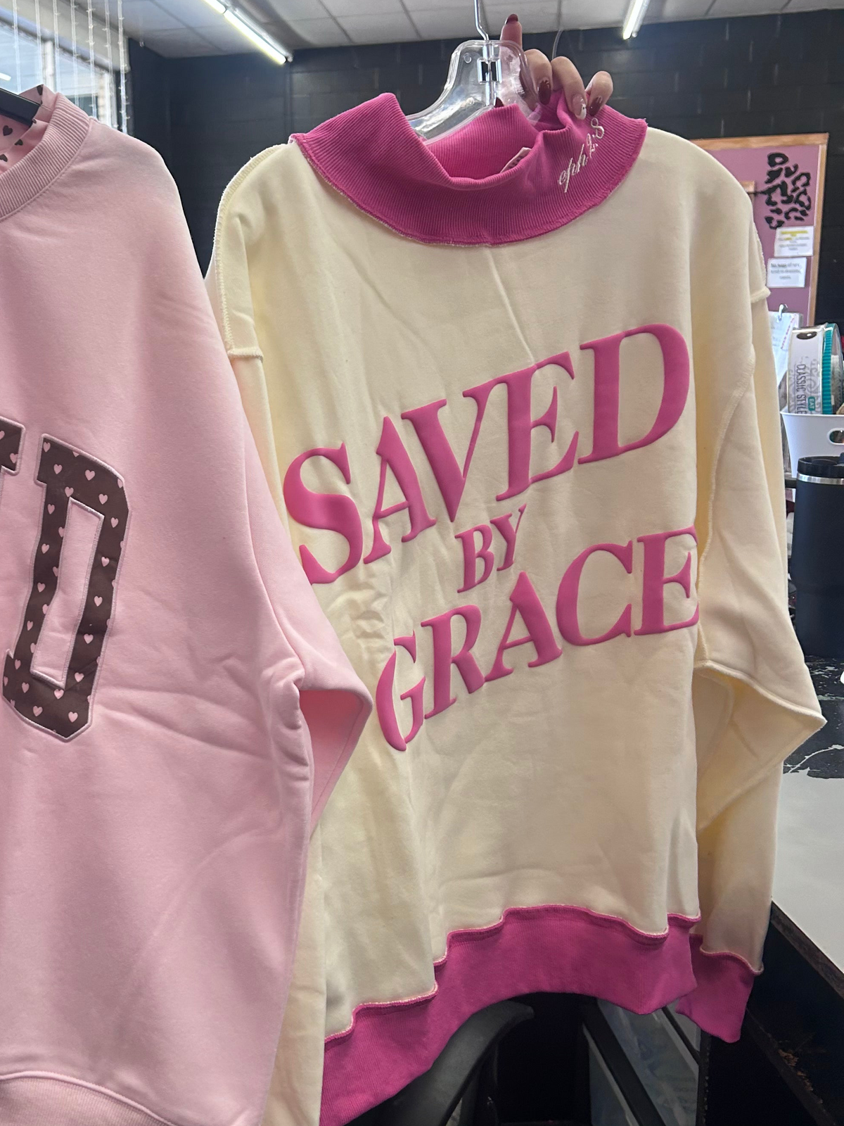 Saved by grace mock neck