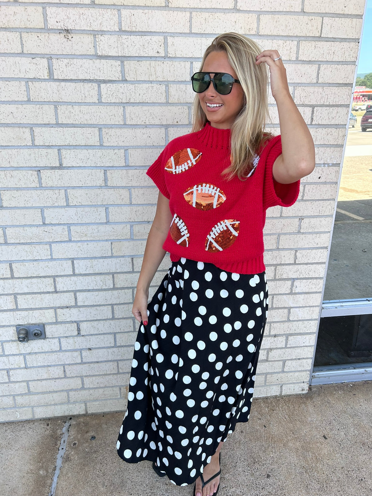 Bella Black and White Polka Dot Maxi Skirt