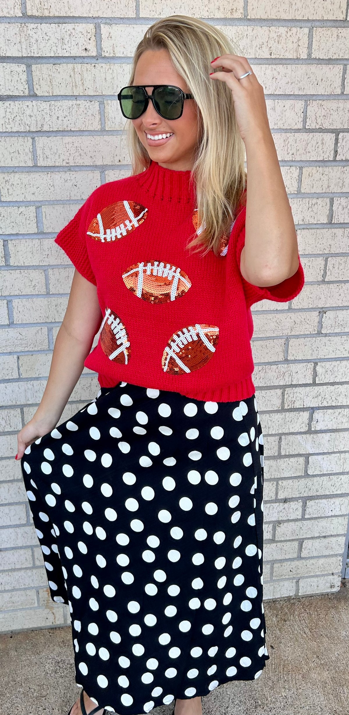 Bella Black and White Polka Dot Maxi Skirt