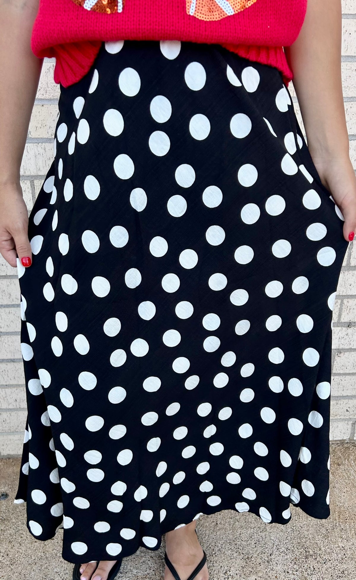 Bella Black and White Polka Dot Maxi Skirt