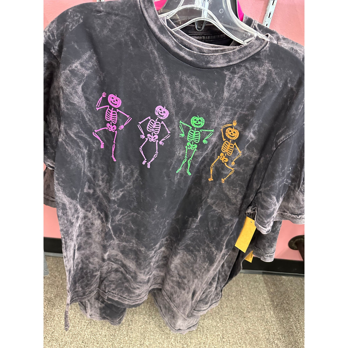 Colorful Dancing Skeleton Mineral Wash Tee