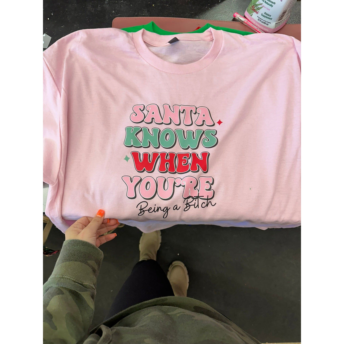 Santa knows when you're being a b*tch tee or sweatshirt