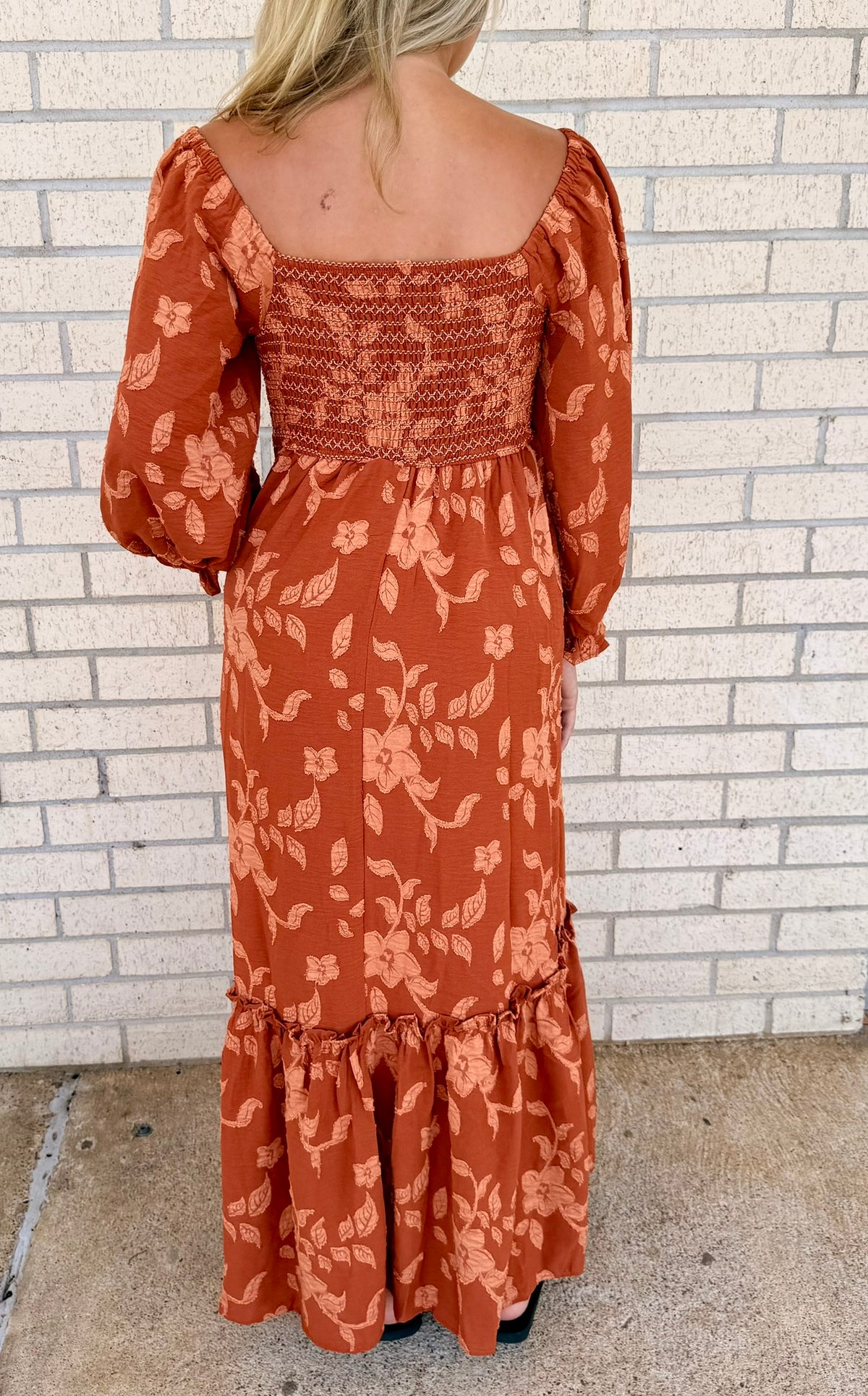 Harmony Rust Maxi Detail dress