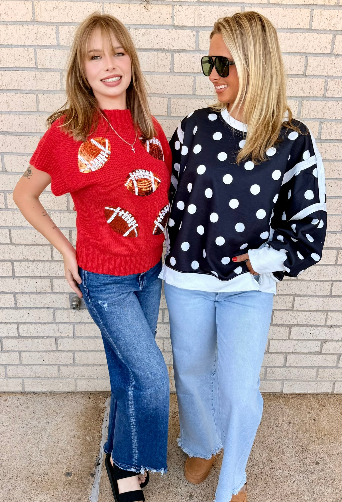 Gameday Football Red Sweater Short Sleeve Top